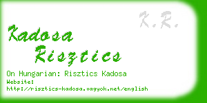kadosa risztics business card